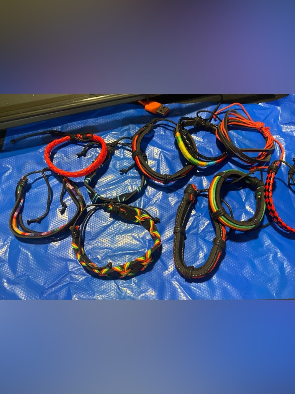10 piece Colorful Woven Faux Leather & Cord Bracelet Set
